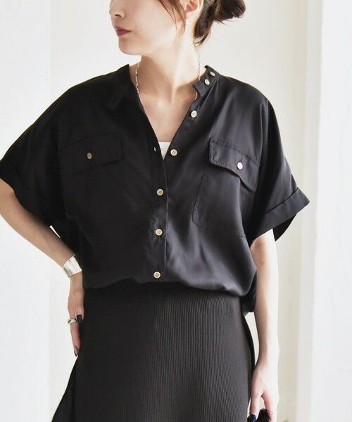 SHIPS / シップス シャツ・ブラウス | quaranciel:〈手洗い可能〉バンドカラー ハーフスリーブ ポケット ワーク シャツ | 詳細24