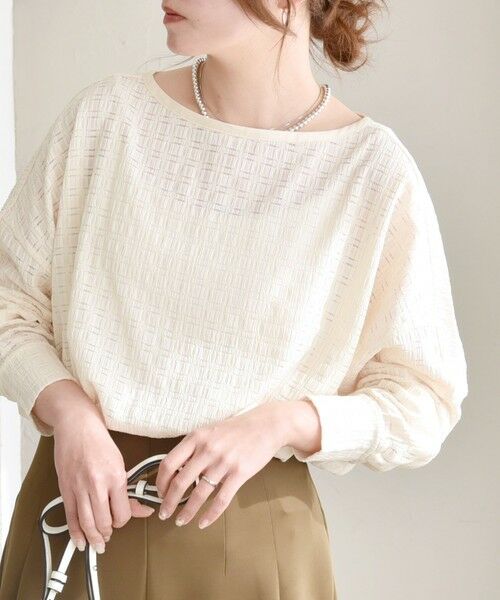 SHIPS / シップス Tシャツ | quaranciel:〈洗濯機可能〉ウィービング ジャカード ドルマン プルオーバー | 詳細3