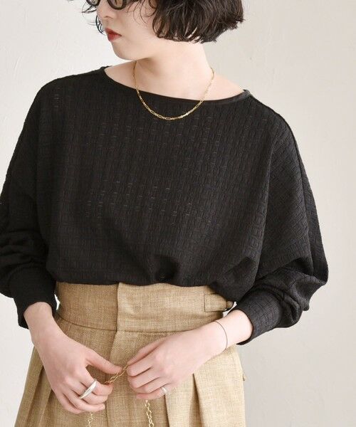 SHIPS / シップス Tシャツ | quaranciel:〈洗濯機可能〉ウィービング ジャカード ドルマン プルオーバー | 詳細15