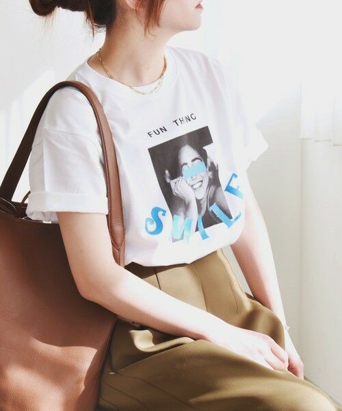 SHIPS for women/シップスウィメン ANGE IN DISGUISE:〈手洗い可能〉コットン フォト&ロゴ TEE ホワイト系2 ONE SIZE SHIPS for women/シップスウィメン ANGE IN DISGUISE:〈手洗い可能〉コットン フォト&ロゴ TEE ホワイト系2 ONE SIZE