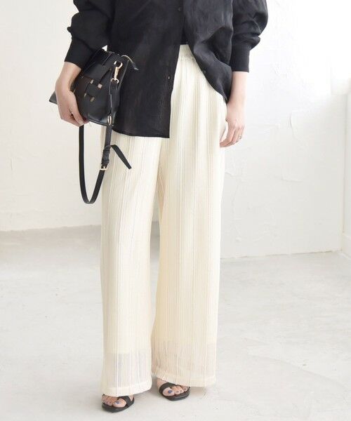 SHIPS / シップス その他パンツ | quaranciel:〈手洗い可能〉ラッセル レース イージー ワイド パンツ | 詳細3