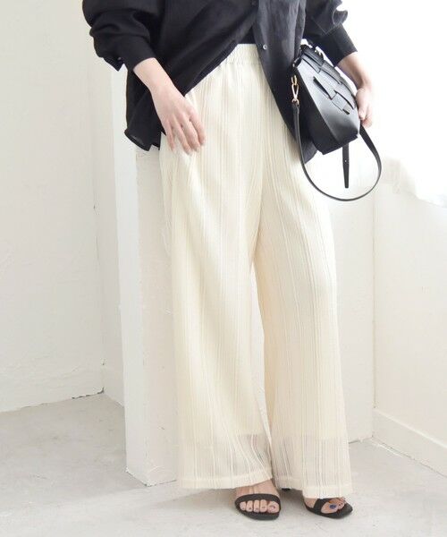 SHIPS for women/シップスウィメン quaranciel:〈手洗い可能〉ラッセル レース イージー ワイド パンツ ホワイト ONE SIZE SHIPS for women/シップスウィメン quaranciel:〈手洗い可能〉ラッセル レース イージー ワイド パンツ ホワイト ONE SIZE