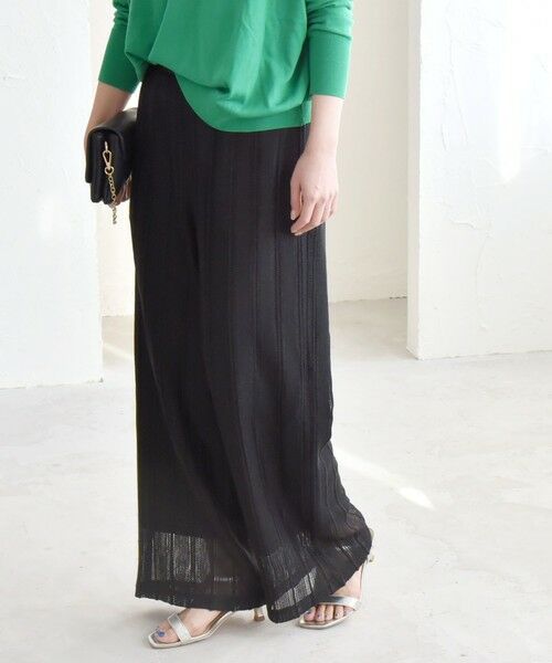 SHIPS for women/シップスウィメン quaranciel:〈手洗い可能〉ラッセル レース イージー ワイド パンツ ブラック ONE SIZE SHIPS for women/シップスウィメン quaranciel:〈手洗い可能〉ラッセル レース イージー ワイド パンツ ブラック ONE SIZE