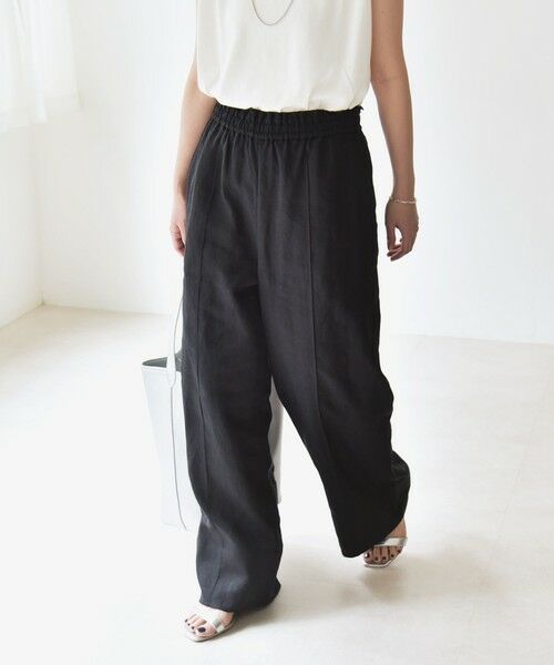 SHIPS for women/シップスウィメン quaranciel:〈洗濯機可能〉ラミー イージー ワイド パンツ ブラック 36 SHIPS for women/シップスウィメン quaranciel:〈洗濯機可能〉ラミー イージー ワイド パンツ ブラック 36