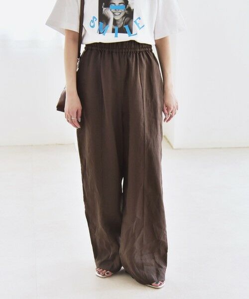 SHIPS for women/シップスウィメン quaranciel:〈洗濯機可能〉ラミー イージー ワイド パンツ ブラウン 40 SHIPS for women/シップスウィメン quaranciel:〈洗濯機可能〉ラミー イージー ワイド パンツ ブラウン 40