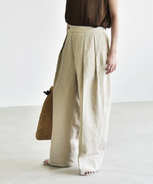SHIPS / シップス その他パンツ | quaranciel:〈洗濯機可能〉ヨーロピアンフラックス リネン タック ワイド パンツ | 詳細1