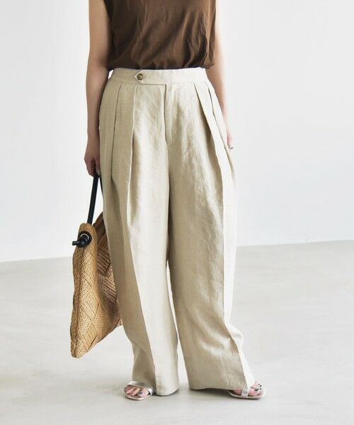 SHIPS / シップス その他パンツ | quaranciel:〈洗濯機可能〉ヨーロピアンフラックス リネン タック ワイド パンツ | 詳細4