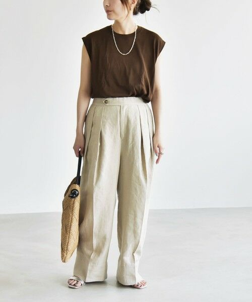 SHIPS / シップス その他パンツ | quaranciel:〈洗濯機可能〉ヨーロピアンフラックス リネン タック ワイド パンツ | 詳細7