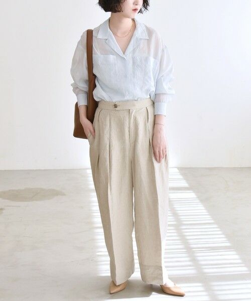 SHIPS / シップス その他パンツ | quaranciel:〈洗濯機可能〉ヨーロピアンフラックス リネン タック ワイド パンツ | 詳細9
