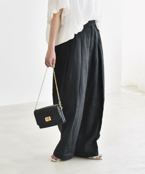 SHIPS / シップス その他パンツ | quaranciel:〈洗濯機可能〉ヨーロピアンフラックス リネン タック ワイド パンツ | 詳細28