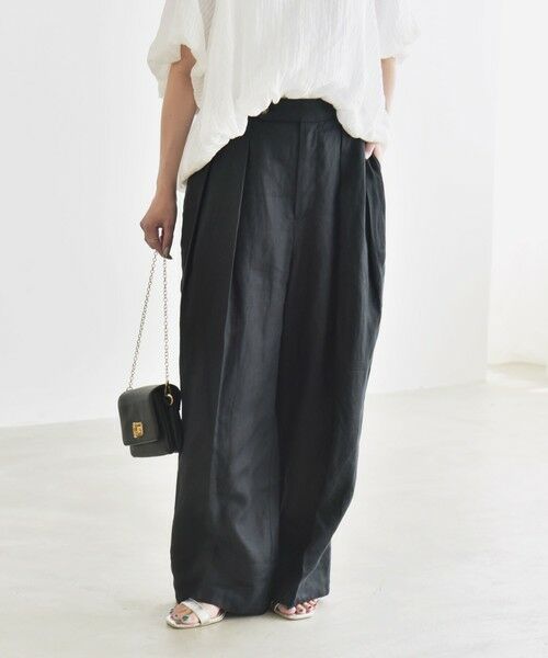 SHIPS / シップス その他パンツ | quaranciel:〈洗濯機可能〉ヨーロピアンフラックス リネン タック ワイド パンツ | 詳細30