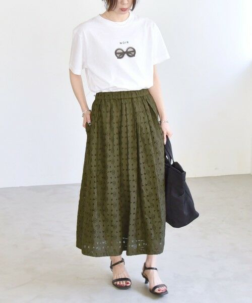 SHIPS / シップス ミニ・ひざ丈スカート | quaranciel:〈手洗い可能〉フラワー レース ランダム タック スカート | 詳細16