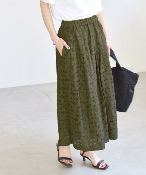 SHIPS / シップス ミニ・ひざ丈スカート | quaranciel:〈手洗い可能〉フラワー レース ランダム タック スカート | 詳細19