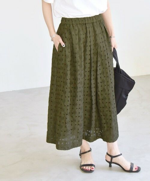 SHIPS / シップス ミニ・ひざ丈スカート | quaranciel:〈手洗い可能〉フラワー レース ランダム タック スカート | 詳細20