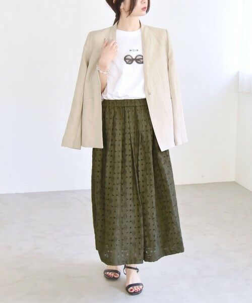 SHIPS / シップス ミニ・ひざ丈スカート | quaranciel:〈手洗い可能〉フラワー レース ランダム タック スカート | 詳細15