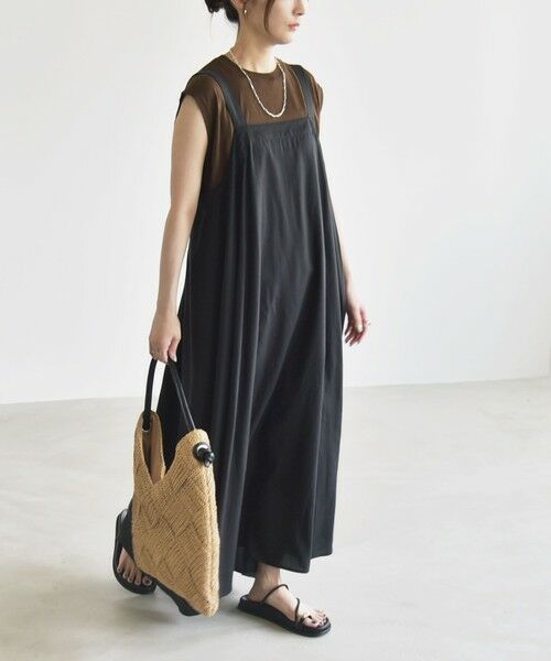 SHIPS / シップス ロング・マキシ丈ワンピース | quaranciel:〈手洗い可能〉バックオープン ギャザー フレア ジャンパー スカート | 詳細8