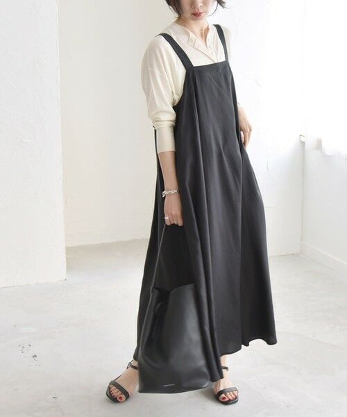 SHIPS / シップス ロング・マキシ丈ワンピース | quaranciel:〈手洗い可能〉バックオープン ギャザー フレア ジャンパー スカート | 詳細9