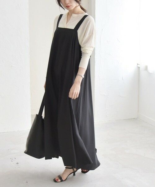 SHIPS for women/シップスウィメン quaranciel:〈手洗い可能〉バック オープン ギャザー ジャンパー スカート ブラック ONE SIZE SHIPS for women/シップスウィメン quaranciel:〈手洗い可能〉バック オープン ギャザー ジャンパー スカート ブラック ONE SIZE
