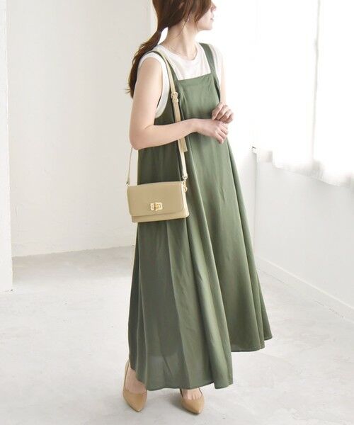 SHIPS for women/シップスウィメン quaranciel:〈手洗い可能〉バック オープン ギャザー ジャンパー スカート オリーブ ONE SIZE SHIPS for women/シップスウィメン quaranciel:〈手洗い可能〉バック オープン ギャザー ジャンパー スカート オリーブ ONE SIZE