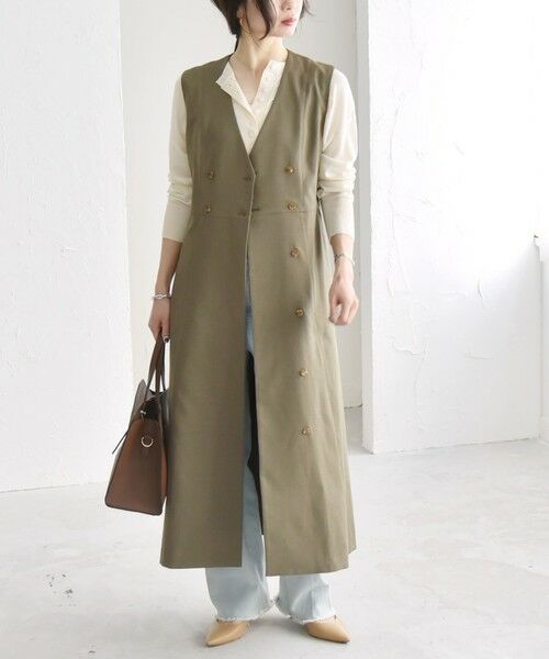 SHIPS / シップス ロング・マキシ丈ワンピース | quaranciel: Vカラー ロング ジレ ワンピース | 詳細1