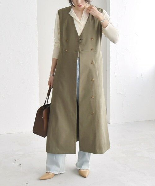 SHIPS / シップス ロング・マキシ丈ワンピース | quaranciel: Vカラー ロング ジレ ワンピース | 詳細2