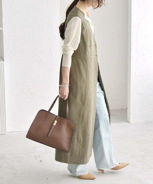 SHIPS / シップス ロング・マキシ丈ワンピース | quaranciel: Vカラー ロング ジレ ワンピース | 詳細3