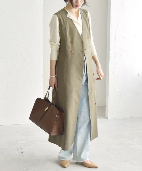 SHIPS / シップス ロング・マキシ丈ワンピース | quaranciel: Vカラー ロング ジレ ワンピース | 詳細4