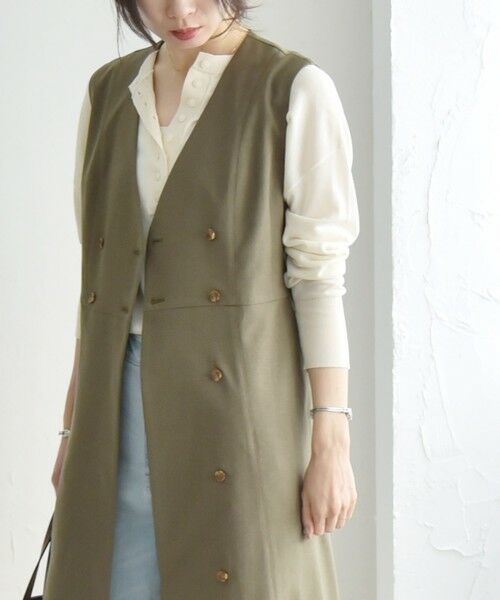 SHIPS / シップス ロング・マキシ丈ワンピース | quaranciel: Vカラー ロング ジレ ワンピース | 詳細6