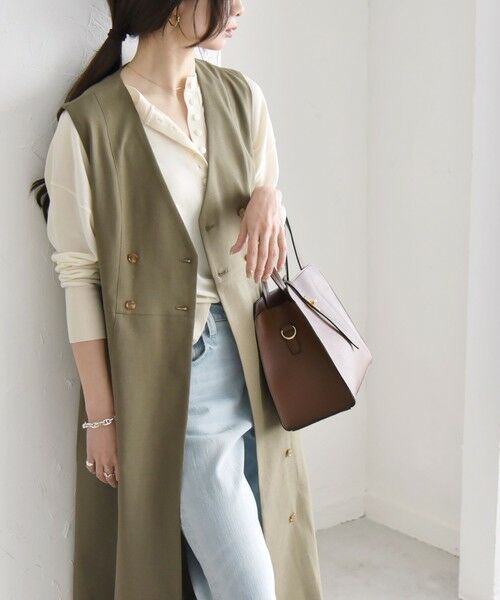 SHIPS for women/シップスウィメン quaranciel: Vカラー ロング ジレ ワンピース カーキ ONE SIZE SHIPS for women/シップスウィメン quaranciel: Vカラー ロング ジレ ワンピース カーキ ONE SIZE