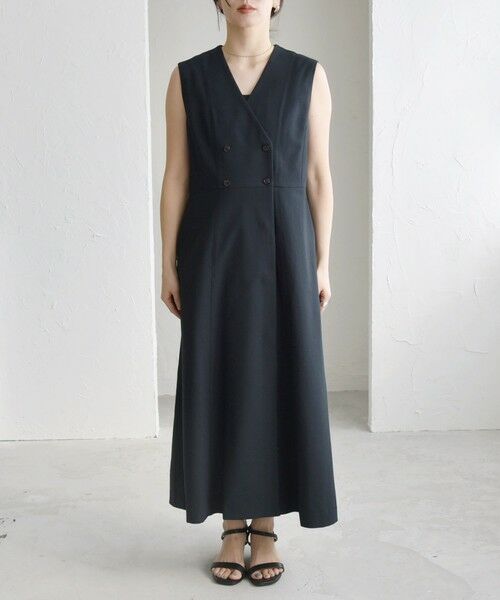 SHIPS / シップス ロング・マキシ丈ワンピース | quaranciel: Vカラー ロング ジレ ワンピース | 詳細24