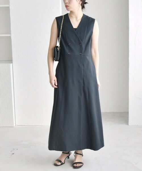 SHIPS / シップス ロング・マキシ丈ワンピース | quaranciel: Vカラー ロング ジレ ワンピース | 詳細18