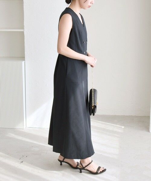 SHIPS / シップス ロング・マキシ丈ワンピース | quaranciel: Vカラー ロング ジレ ワンピース | 詳細19