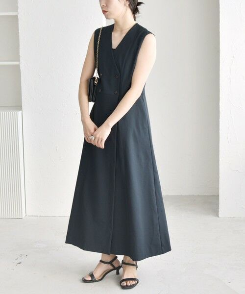 SHIPS for women/シップスウィメン quaranciel: Vカラー ロング ジレ ワンピース ネイビー ONE SIZE SHIPS for women/シップスウィメン quaranciel: Vカラー ロング ジレ ワンピース ネイビー ONE SIZE