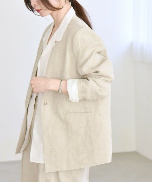 SHIPS / シップス ノーカラージャケット | quaranciel:〈手洗い可能〉ヨーロピアンフラックス リネン ノーラペル オーバー ジャケット | 詳細14