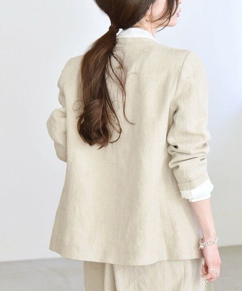 SHIPS / シップス ノーカラージャケット | quaranciel:〈手洗い可能〉ヨーロピアンフラックス リネン ノーラペル オーバー ジャケット | 詳細15