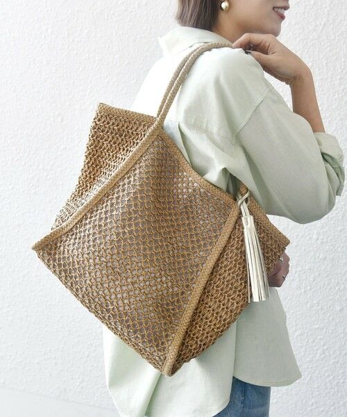 SHIPS / シップス トートバッグ | SHIPS any: タッセル 透かし編み ペーパー トート バッグ | 詳細1
