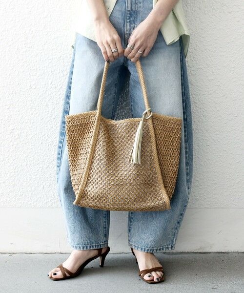 SHIPS / シップス トートバッグ | SHIPS any: タッセル 透かし編み ペーパー トート バッグ | 詳細4