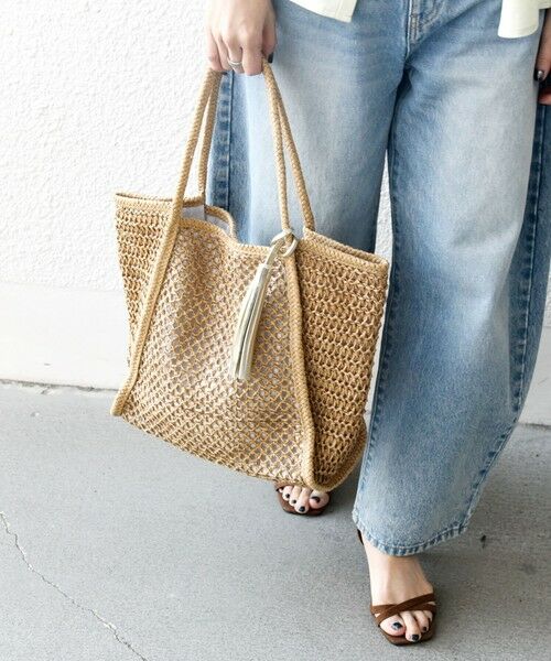 SHIPS / シップス トートバッグ | 《一部追加予約》SHIPS any: タッセル 透かし編み ペーパー トート バッグ | 詳細7