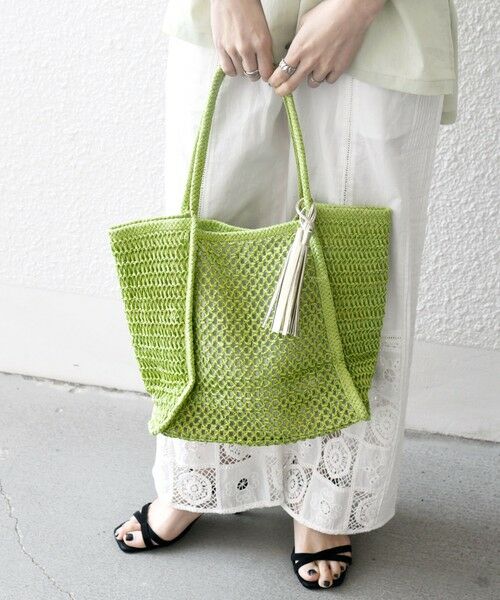 SHIPS / シップス トートバッグ | SHIPS any: タッセル 透かし編み ペーパー トート バッグ | 詳細13