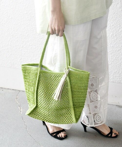 SHIPS for women/シップスウィメン 《一部追加予約》SHIPS any: タッセル 透かし編み ペーパー トート バッグ グリーン ONE SIZE SHIPS for women/シップスウィメン 《一部追加予約》SHIPS any: タッセル 透かし編み ペーパー トート バッグ グリーン ONE SIZE
