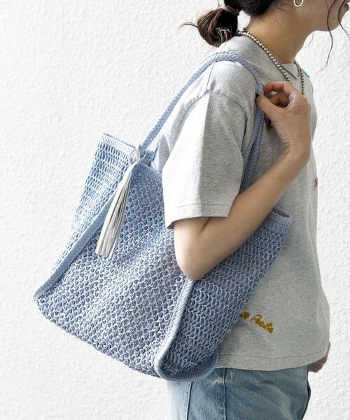 SHIPS for women/シップスウィメン 《一部追加予約》SHIPS any: タッセル 透かし編み ペーパー トート バッグ ライトブルー ONE SIZE SHIPS for women/シップスウィメン 《一部追加予約》SHIPS any: タッセル 透かし編み ペーパー トート バッグ ライトブルー ONE SIZE