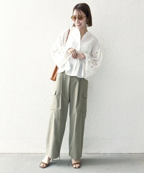 SHIPS / シップス シャツ・ブラウス | SHIPS any:〈手洗い可能〉パッチワーク レース スリーブ バンドカラー シャツ | 詳細1