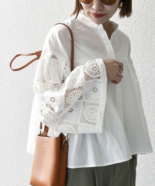 SHIPS / シップス シャツ・ブラウス | SHIPS any:〈手洗い可能〉パッチワーク レース スリーブ バンドカラー シャツ | 詳細5