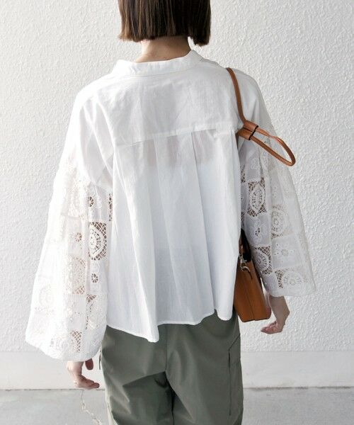 SHIPS / シップス シャツ・ブラウス | SHIPS any:〈手洗い可能〉パッチワーク レース スリーブ バンドカラー シャツ | 詳細9