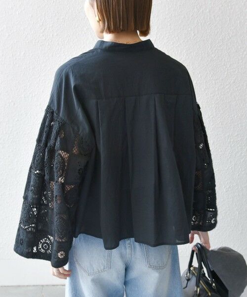 SHIPS / シップス シャツ・ブラウス | SHIPS any:〈手洗い可能〉パッチワーク レース スリーブ バンドカラー シャツ | 詳細20