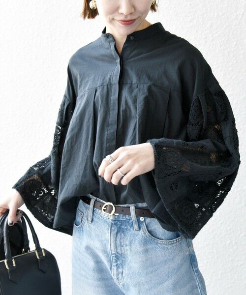 SHIPS / シップス シャツ・ブラウス | SHIPS any:〈手洗い可能〉パッチワーク レース スリーブ バンドカラー シャツ | 詳細21