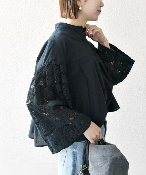 SHIPS / シップス シャツ・ブラウス | SHIPS any:〈手洗い可能〉パッチワーク レース スリーブ バンドカラー シャツ | 詳細22