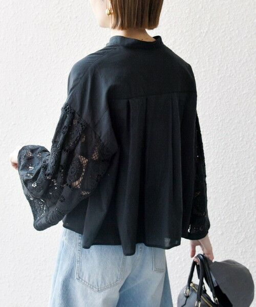 SHIPS / シップス シャツ・ブラウス | SHIPS any:〈手洗い可能〉パッチワーク レース スリーブ バンドカラー シャツ | 詳細23