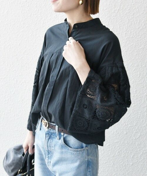 SHIPS / シップス シャツ・ブラウス | SHIPS any:〈手洗い可能〉パッチワーク レース スリーブ バンドカラー シャツ | 詳細24