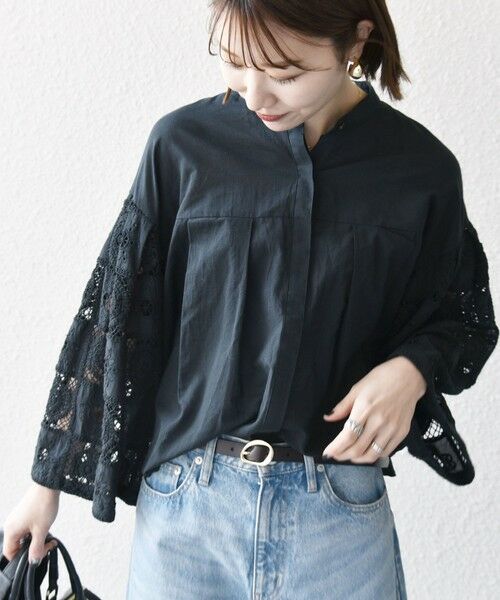 SHIPS / シップス シャツ・ブラウス | SHIPS any:〈手洗い可能〉パッチワーク レース スリーブ バンドカラー シャツ | 詳細27